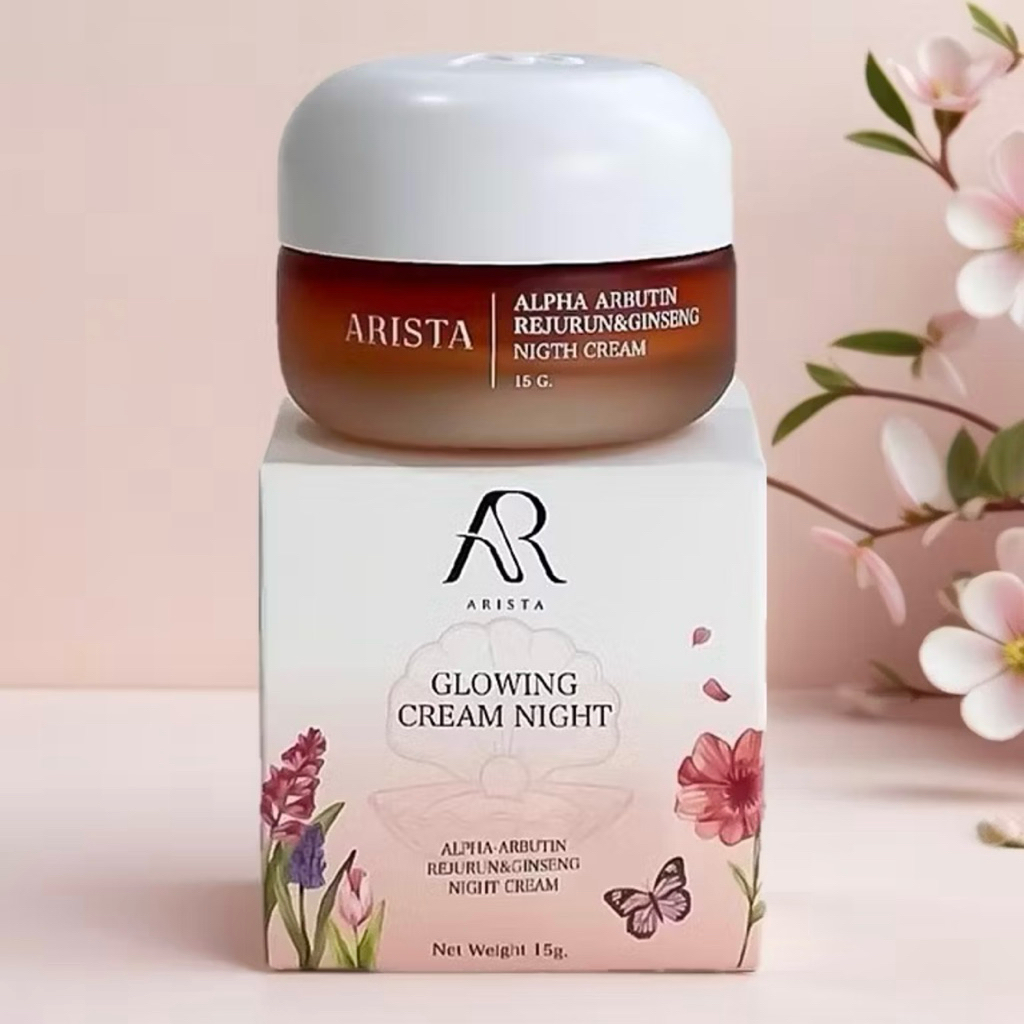 [สั่งในไลฟ์240฿🤎🐰]อริสต้า ครีมอริสต้า ของแท้มีบัตร ARISTA GLOWING CREAM NIGHT ลดจุดด่างดำ ปริมาณ 15g