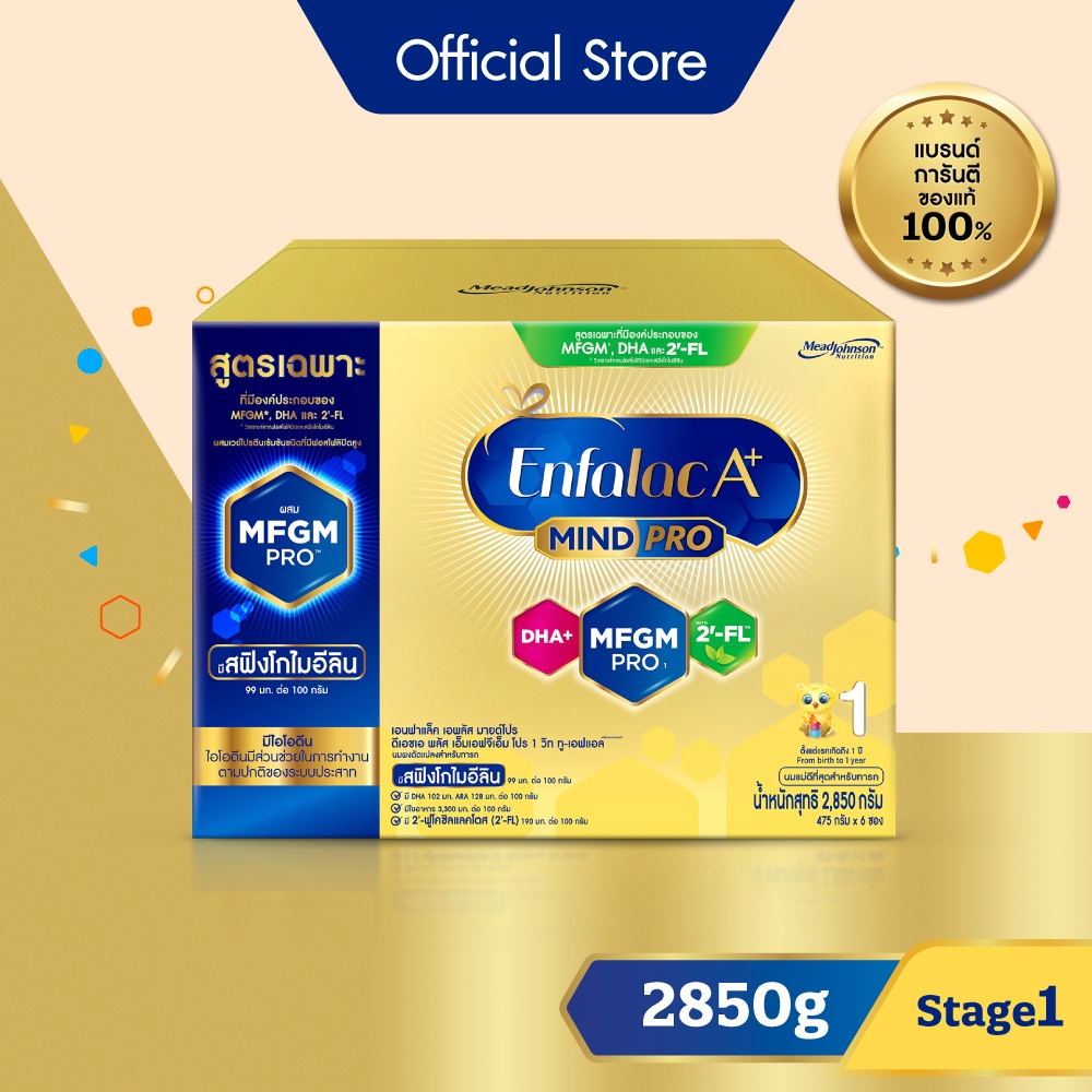 นมผง เอนฟาแล็ค เอพลัส มายด์โปร สูตร1 (2850 กรัม) Enfalac A+ MindPro Stage1 (2850 g)