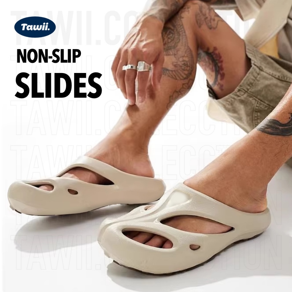 Tawii. รองเท้าแตะกลางแจ้ง Slip-ons รองเท้าแตะผู้ชาย กันลื่น เบา ทนทาน รองเท้าแตะแบบหนีบรุ่นรองเท้าหน