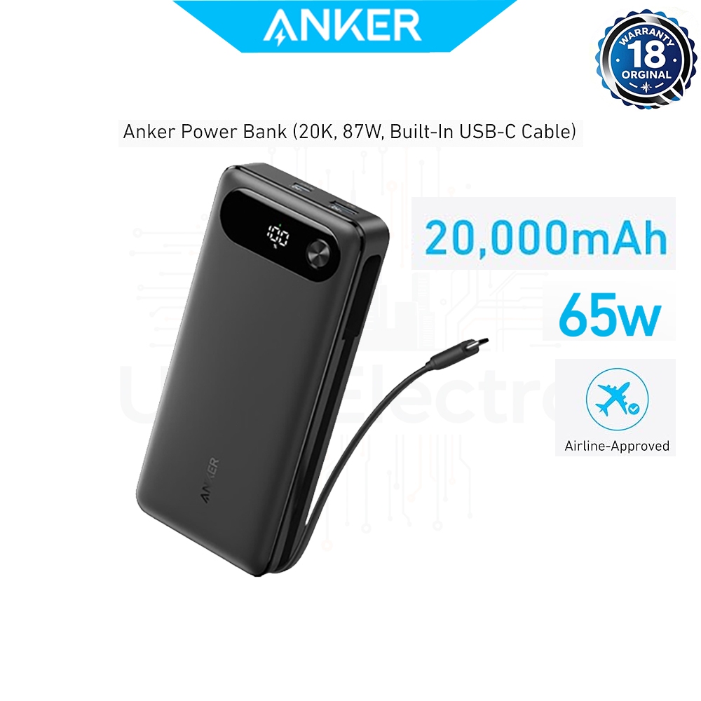 Anker A1383 65W Type-c 20000mAh Power bank หลายพอร์ตชาร์จเร็ว PD Fast Charge