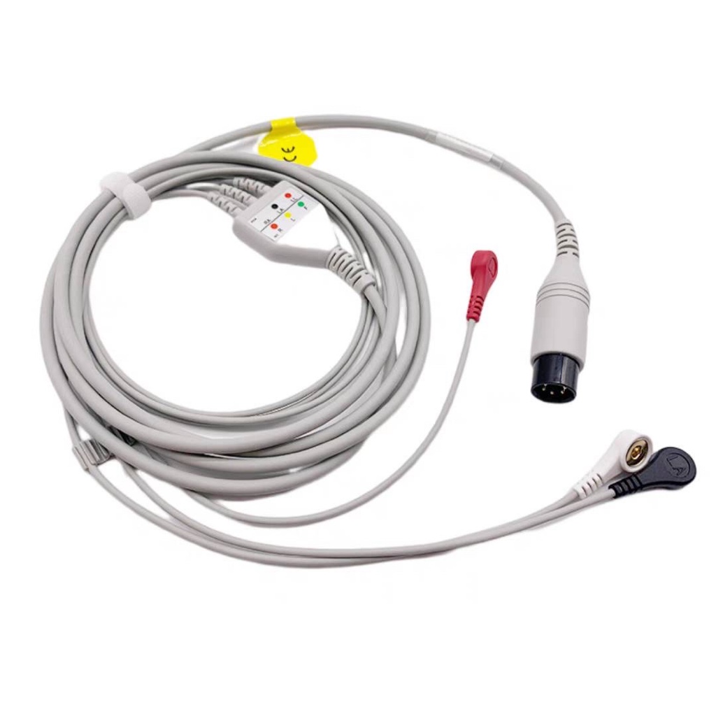 002 - สาย ekg 3lead Edan, Mindray MEC1000 PM9000 8000 7000 , Biolight 6Pin Compatible