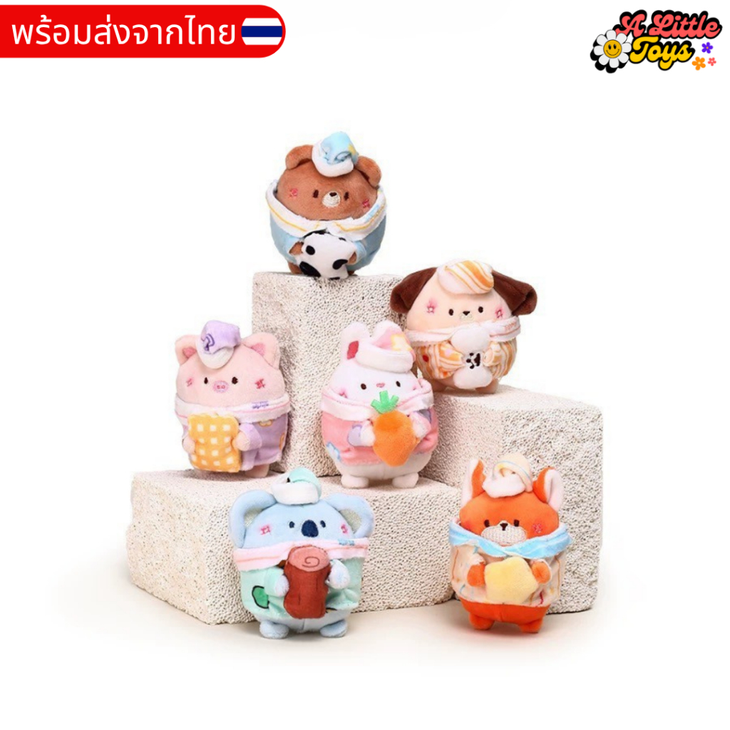 🇹🇭พร้อมส่งในไทย⭐️พวงกุญแจ ตุ๊กตาสัตว์ชุดนอน ห้อยกระเป๋า แท้100% ส่งด่วน JN0001