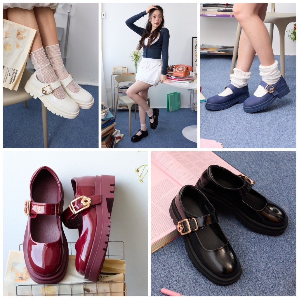 Minx รุ่น Jennie รองเท้าทรง Maryjane loafer เสริมพื้น 1.5 นิ้ว หัวเข็มขัดดอกไม้ minxshoes