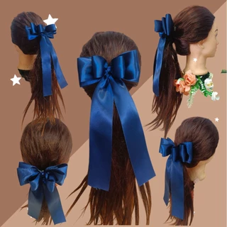 🎀โบว์หางยาว (((สีกรม))🎀โบว์นักเรียน🎀โบว์มัธยม ริบบิ้นหนามันเงา 2ด้าน ราคาต่อชิ้น