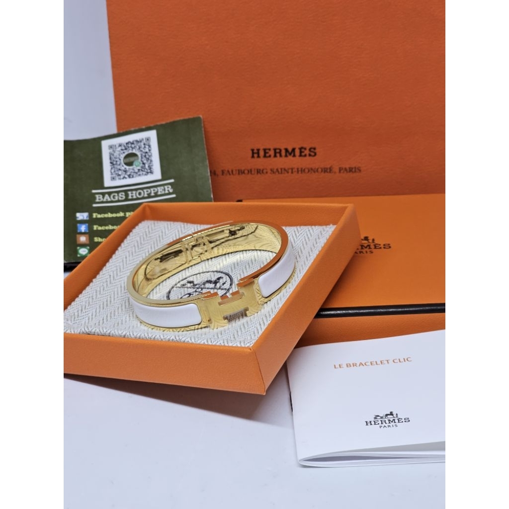 New กำไล Hermes clic clac ghw size pm ขาวทอง มือ1ของแท้💯พร้อมส่ง