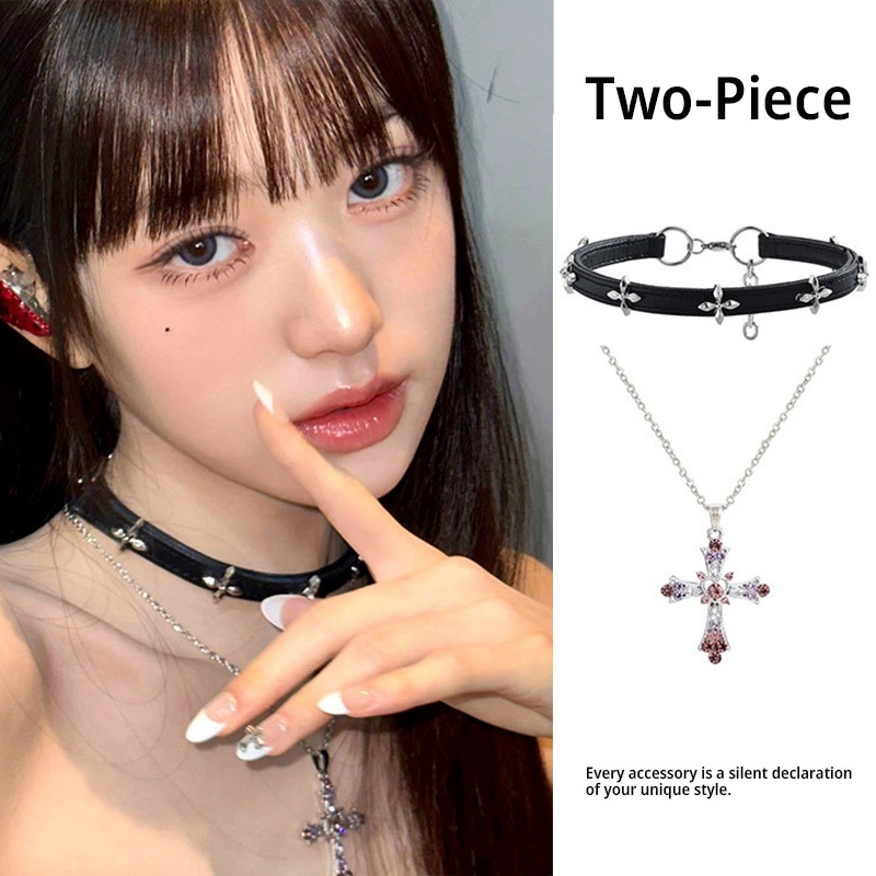 สร้อยคอแฟชั่น ปลอกคอ + สร้อยคอ ทูพีช เครื่องประดับแฟชั่นผู้หญิง สร้อยคอพร้อมจี้S1220