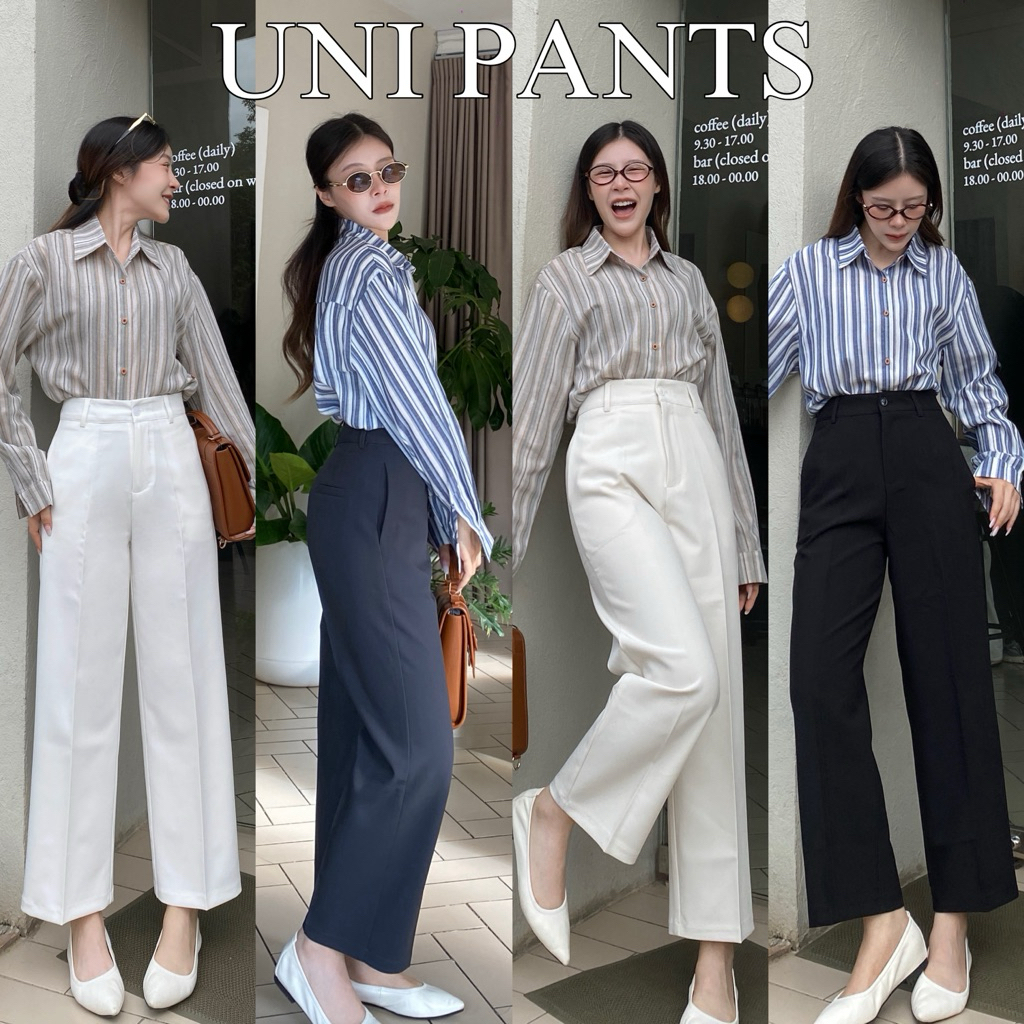 UNI PANTS กางเกงผ้าขากระบอกกลาง (ขาเต่อ)