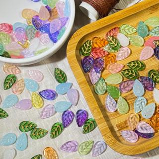 ใบไม้แก้ว ลูกปัดแก้วใบไม้ 10 ชิ้น 18 มิล DIY