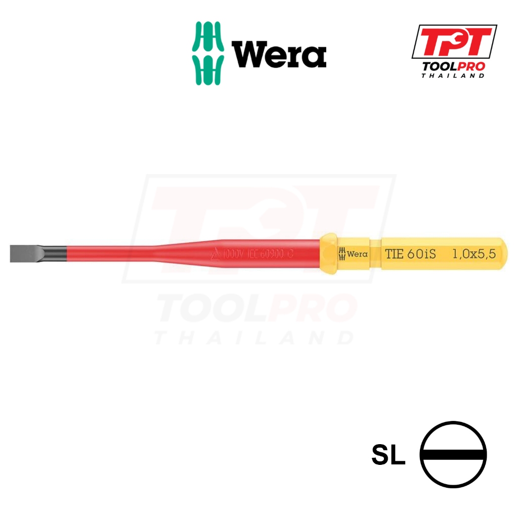 Wera ดอกไขควง ปลายสลิม KK VDE 60 iS Slotted Extra Slim Interchangeable Blade, Tool Finder