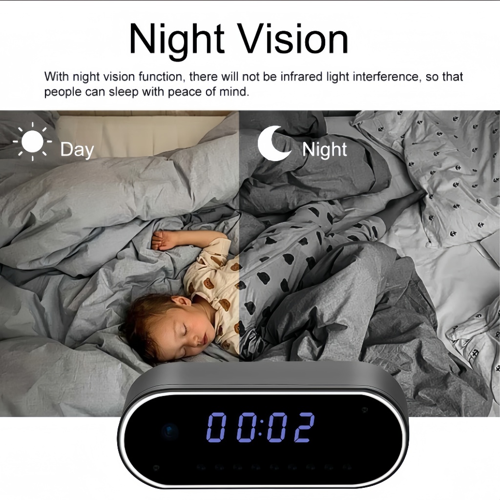 ซื้อ 1 แถม 1✨กล้องนาฬิกา HD 1080P WiFi กล้องวิดีโอไร้สาย การตรวจสอบวิสัยทัศน์กลางคืนความปลอดภัย กล้องพี่เลี้ยงสำหรับบ้าน - รูปที่ 5