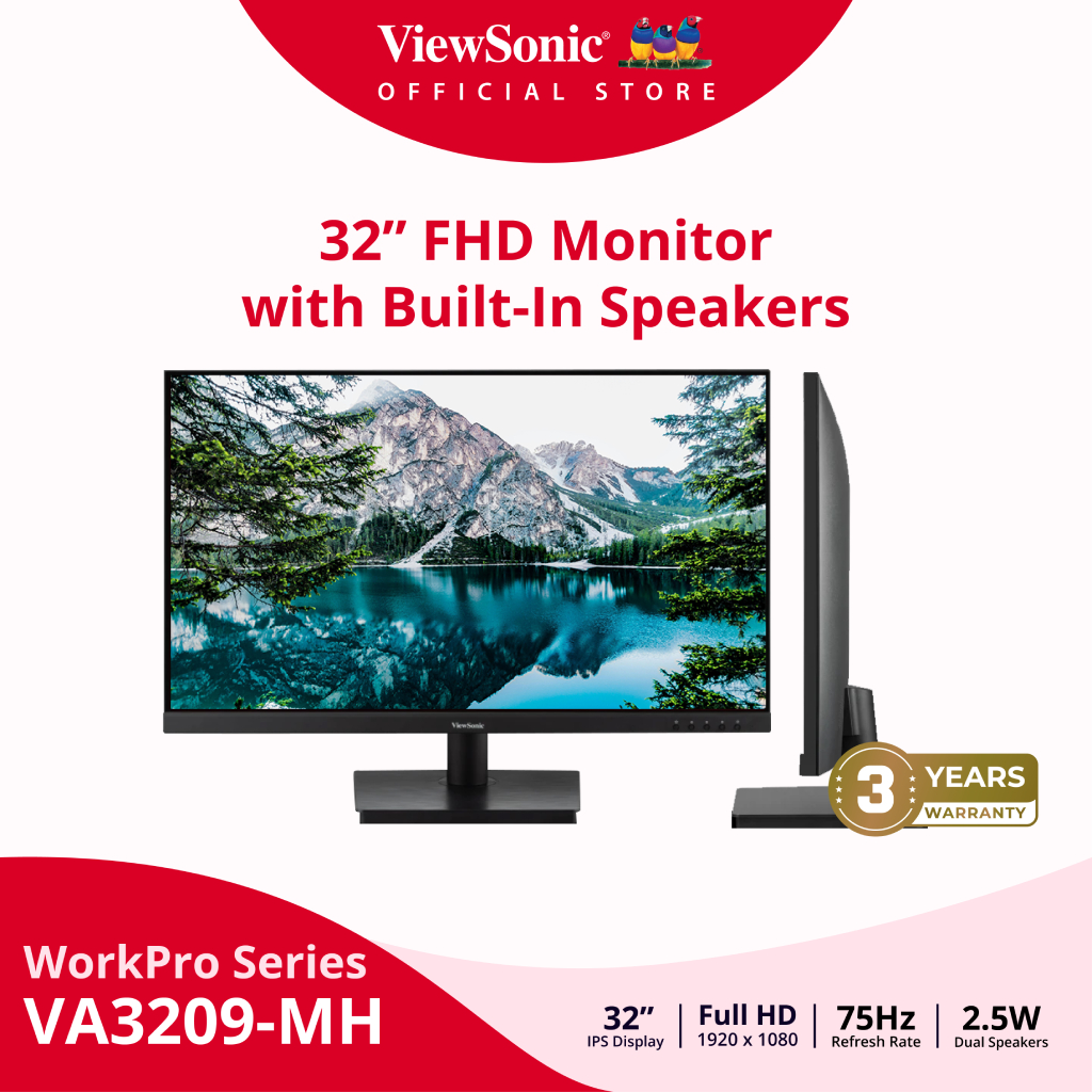 ViewSonic Monitor VA3209 MH  / 32" /  Full HD / IPS / 75Hz / 4ms  (จอมอนิเตอร์)