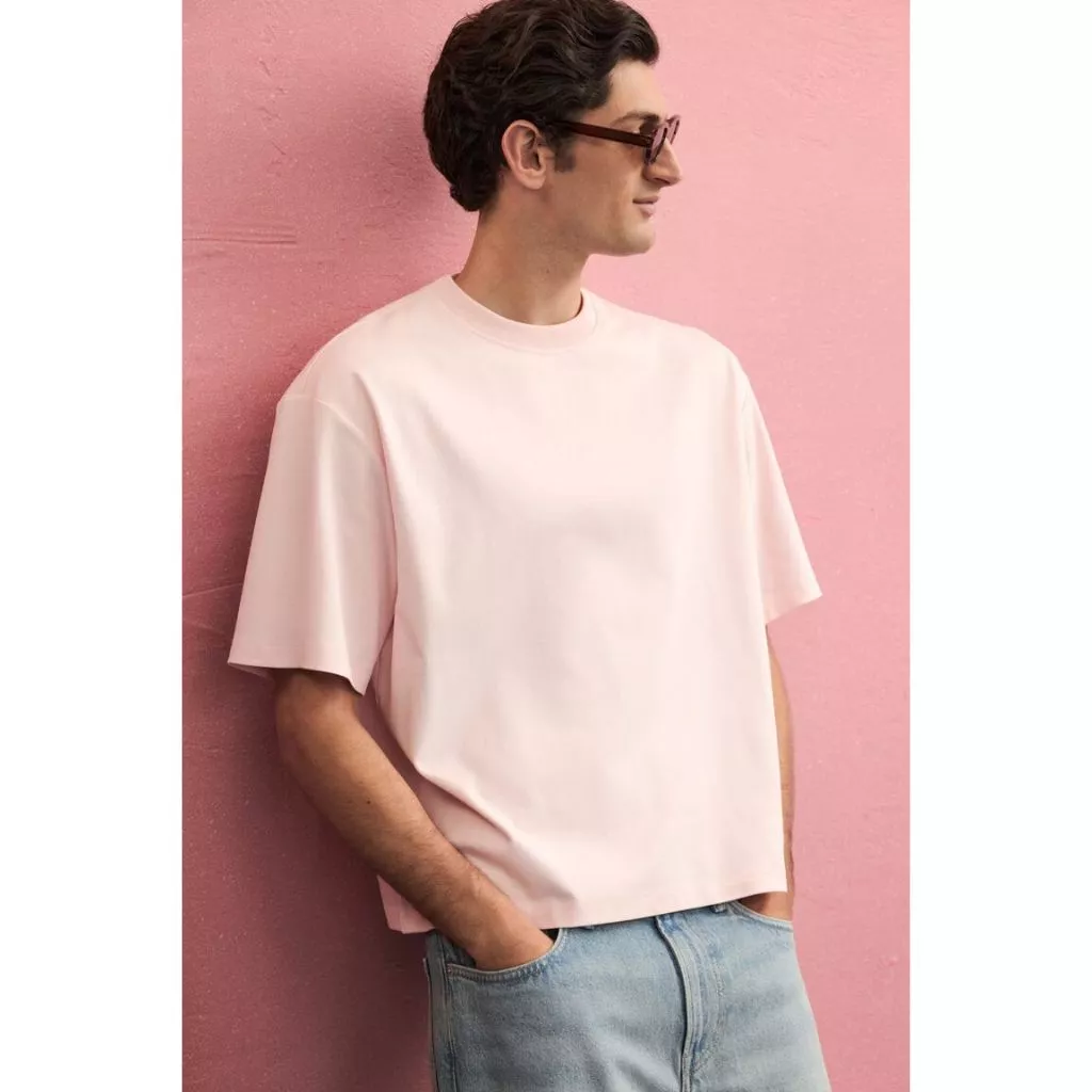 H&M(เอชแอนด์เอ็ม) เสื้อยืดทรงหลวมแบบบ็อกซี่ ผู้ชาย 1295418_1