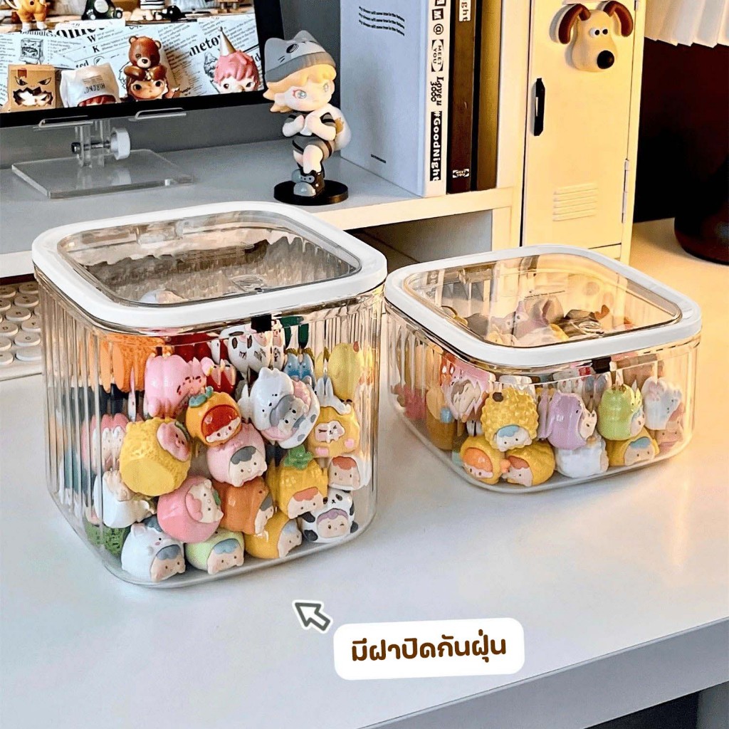 กล่องใส่ของ ถังขยะตั้งโต๊ะ แบบใส เรียบหรูดูแพง พร้อมฝาปิด ปุ่มกดเปิดปิด สำหรับหอพัก ห้องนั่งเล่น สํานักงาน ห้องน้ำ