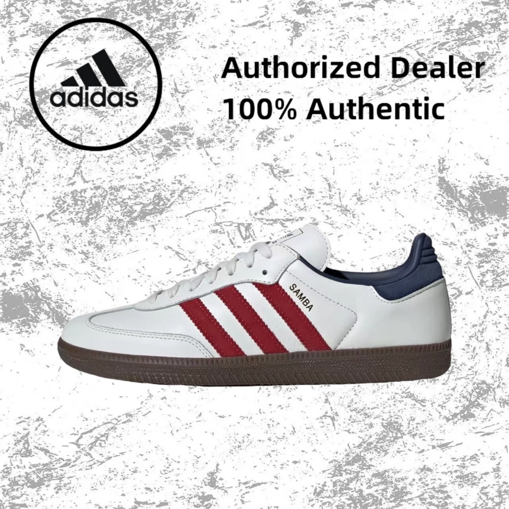 （ของแท้ 100 %）😍 adidas originals Samba OG IH4881 สีขาว/แดง/น้ำตาล/สีน้ำเงิน