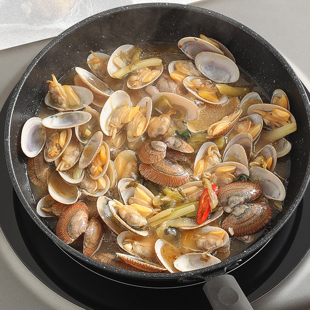 กระทะเคลือบหินอ่อน กระทะ เทฟล่อน 3ชั้น ไม่ติดกะทะ กระทะนอนสติ๊ ขนาด 21-25cm กระทะหน้ากว้างหม้อเกาหลี ใช้กับเตาแม่เหล็ก - รูปที่ 7