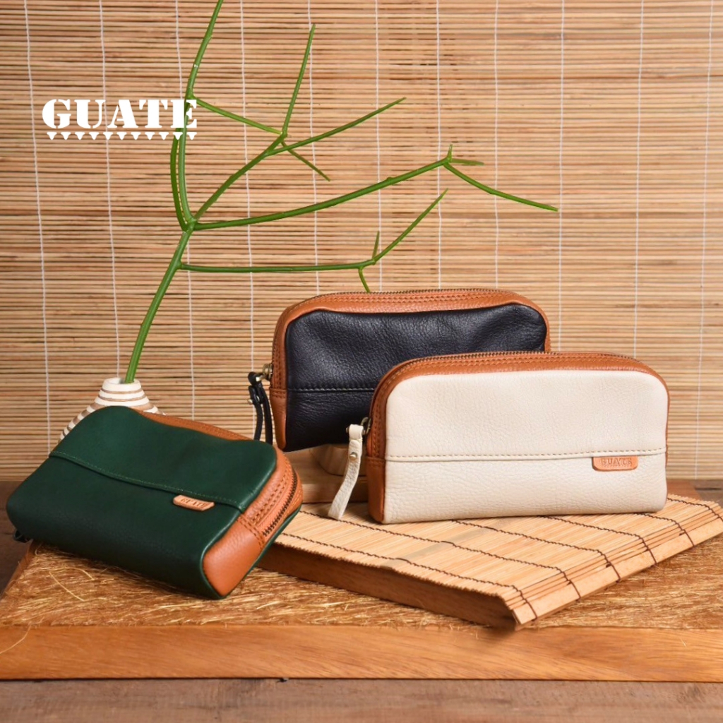 GUATE - Pang/L กระเป๋าอเนกประสงค์ หนังวัวแท้ นุ่มๆ ดีไซน์เก๋ กระเป๋าเครื่องสำอาง เก็บอุปกรณ์ไอที หรืออื่นๆตามต้องกา