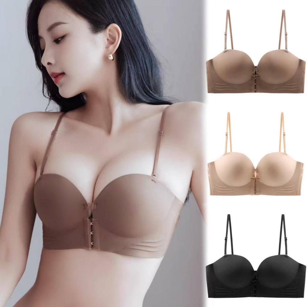 🌸COCO.BRA🌸เสื้อในบรา ชุดชั้นใน บราไร้ขอบ บราไร้โครง ยางพารา ปิดด้านหน้า ฟองน้ำหนา ดันทรง