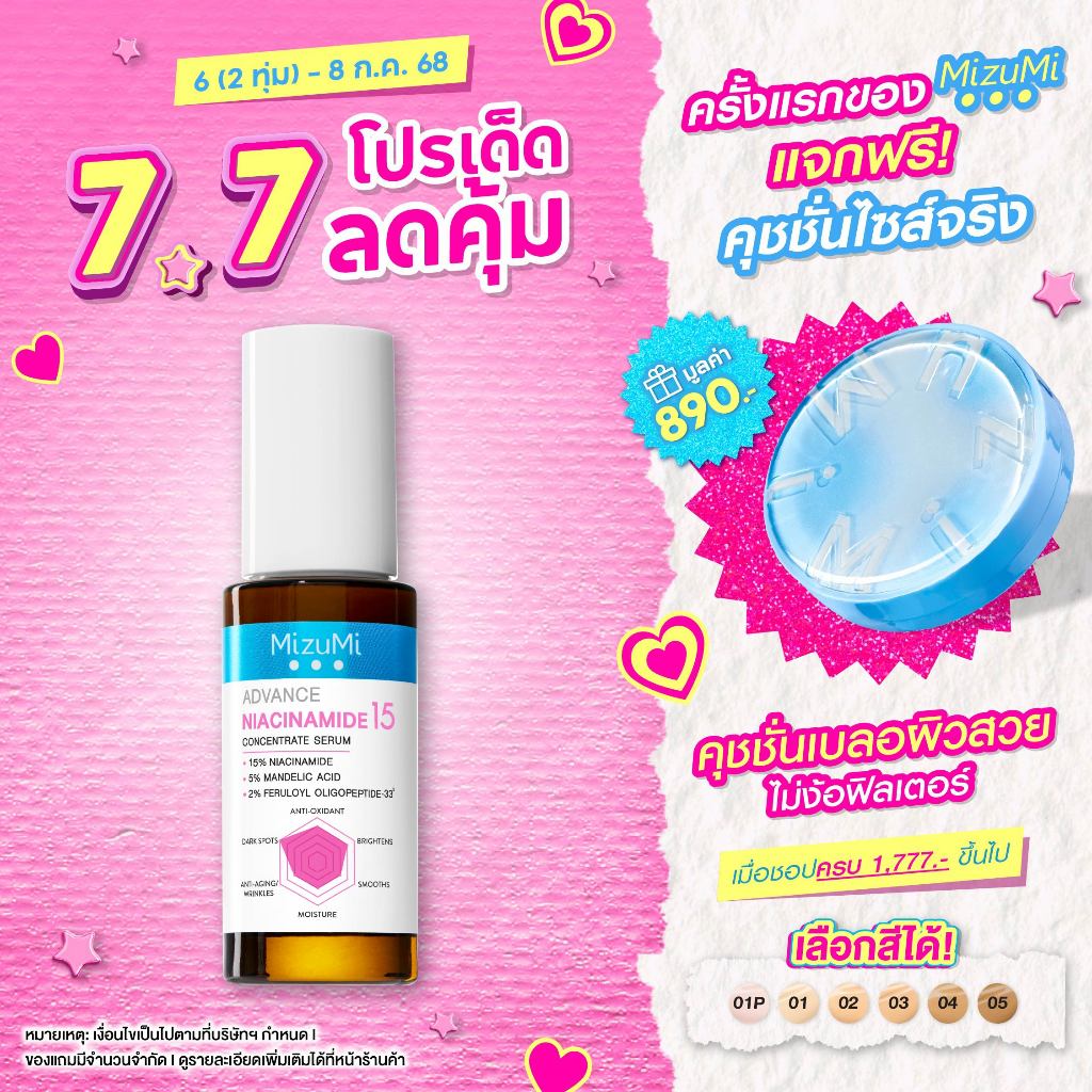 MizuMi Advance Niacinamide 15 Concentrate Serum 30 ml เซรั่มไนอะซินาไมด์ สูตรเข้มข้น 15% ลดเลือนจุดด่างดำ ความหมองคล้ำ
