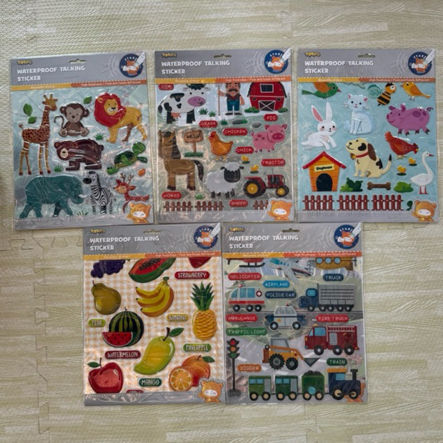 สติกเกอร์กันน้ำ ขนาดใหญ่ พูดได้ 5 แผ่น 5 ลาย - Toybies