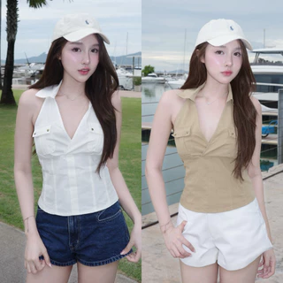 (ไม่ผลิตเพิ่ม)BEMYCHIC เสื้อคล้องคอ รุ่น Lynn top
