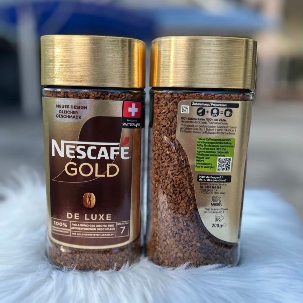 พร้อมส่ง ☕ Nescafe gold de luxe โกลด์ เดอลุค คอฟฟี่ กาแฟสำเร็จรูปชนิดฟรีซดราย 200g.