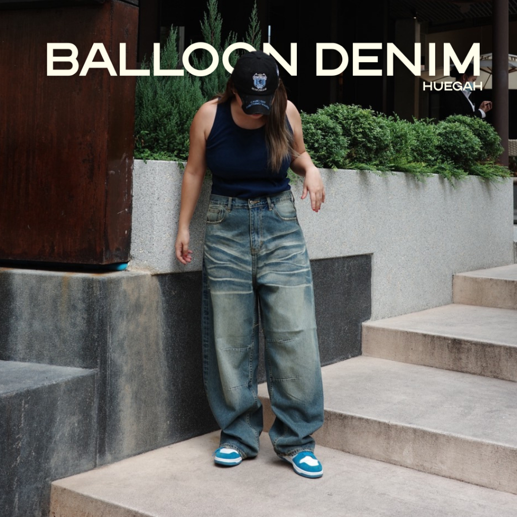 (S-13XL) HUEGAH BALLOON DENIM กางเกงยีนส์ทรงบอลลูน