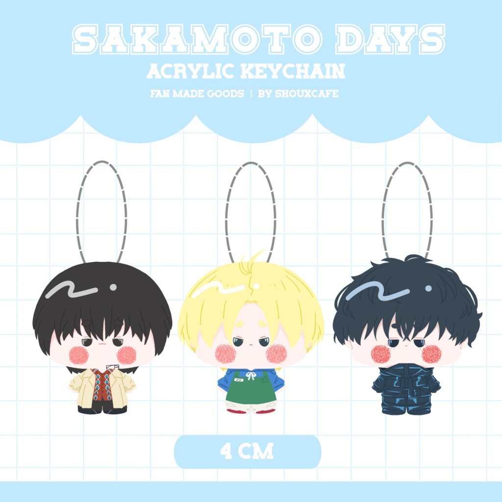 Sakamoto days acrylic keychain | 4cm (Nagumo,Natsuki,Shin)