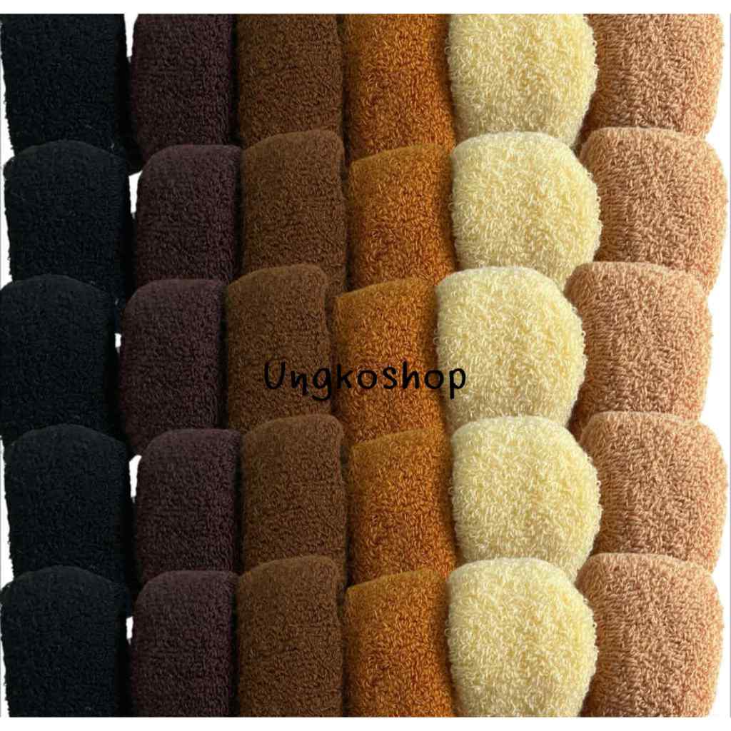 (7สี) โดนัทไหมพรม ขนาดใหญ่ สีน้ำตาล ยางรัดผม พร้อมส่งจากไทย