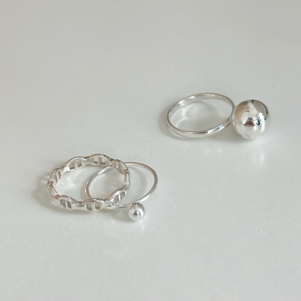 Winterwinter Jewelry Silver925 :  ✨new in 7.7✨ เครื่องประดับเงินแท้925 แหวนเกาหลี แหวนทรงกลม ( ราคาต่อวง )