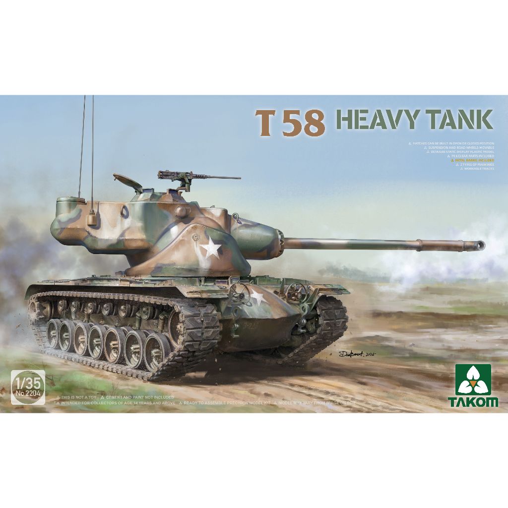 พลาสติก โมเดล ประกอบ TAKOM สเกล 1/35 T 58 HEAVY TANK (2204)