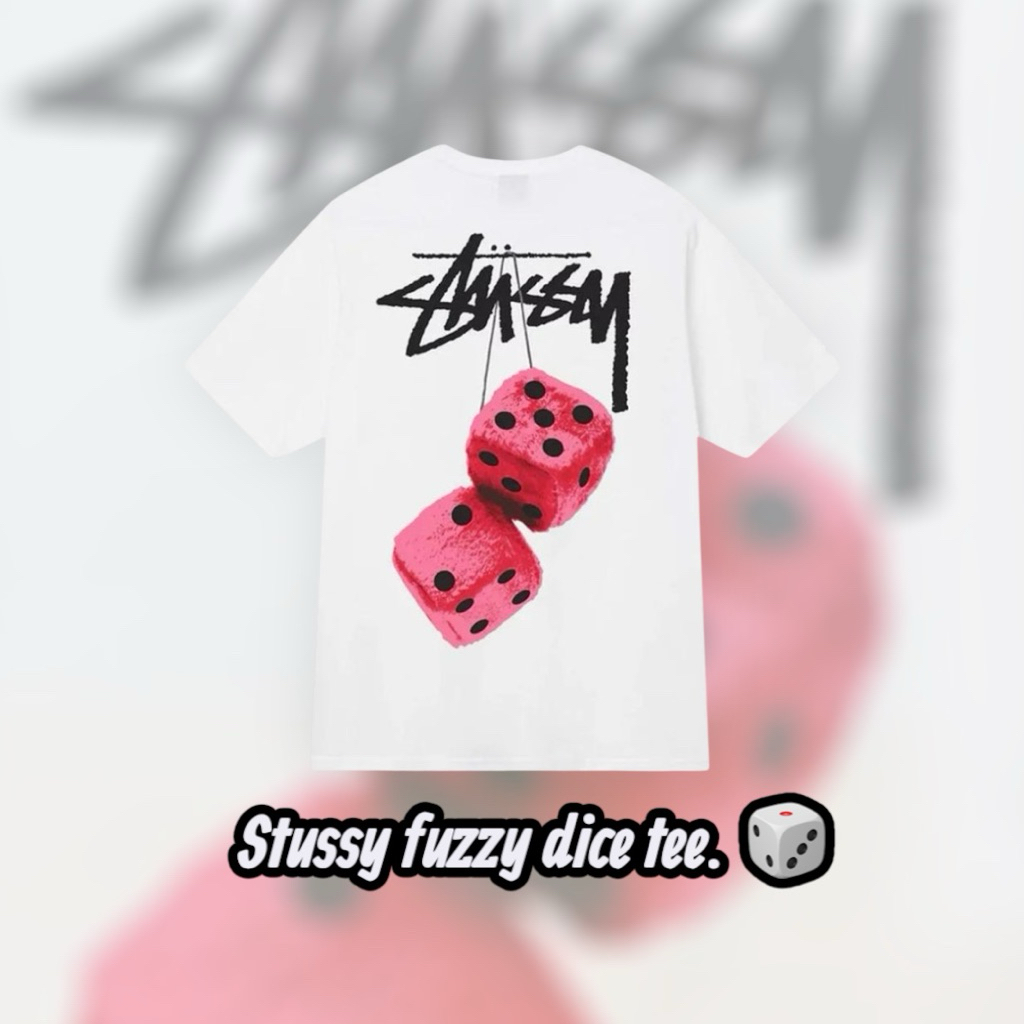 Stussy fuzzy dice tee. White