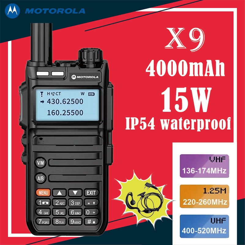 【หูฟังฟรี】MT-X9 136-520Mhz 15W UHF/VHF กันน้ำและกันฝุ่น IP54 กลางแจ้ง/ในร่ม แบตเตอรี่ 3800mAh 200 ch