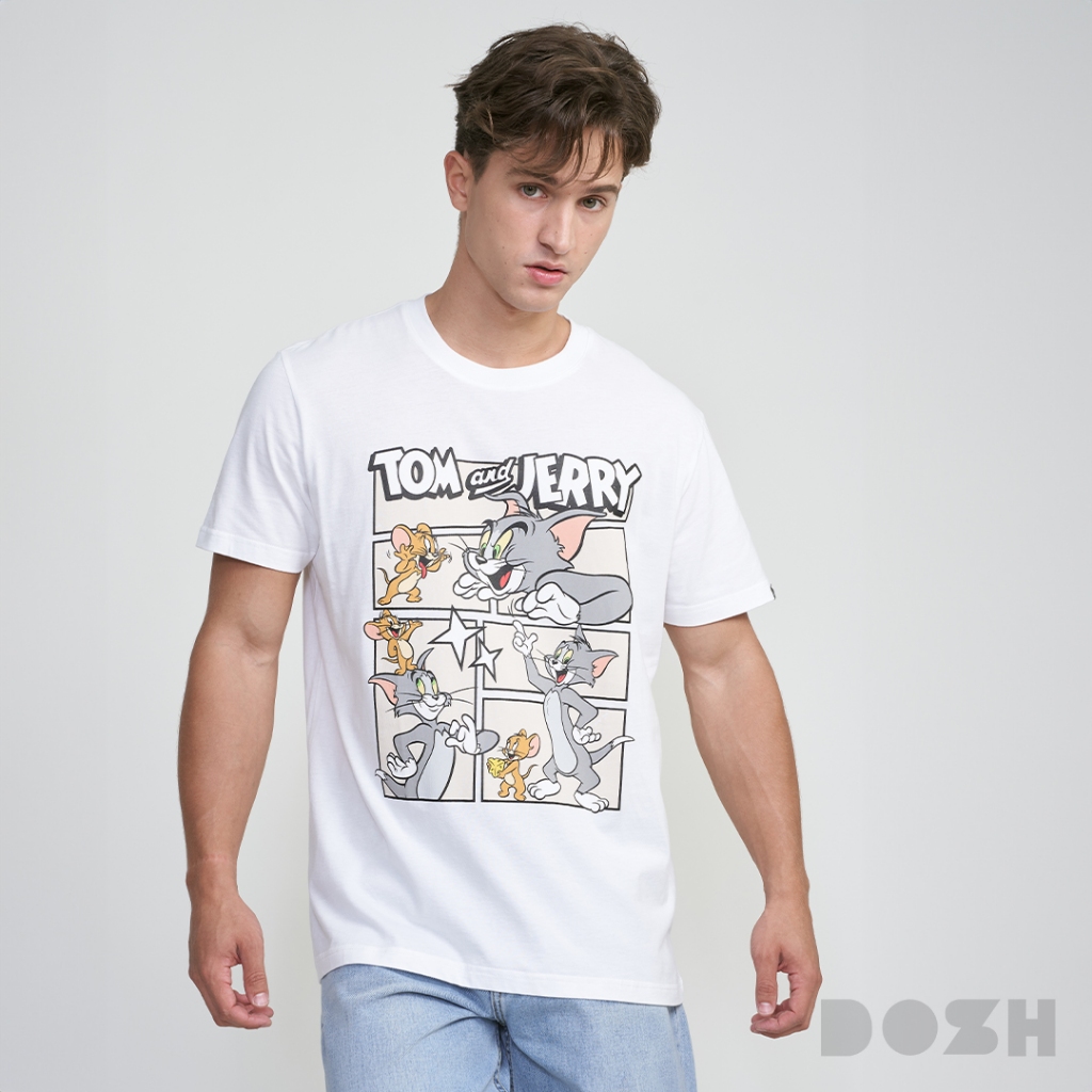 DOSH MEN'S T-SHIRTS TOM AND JERRY เสื้อยืดคอกลมผู้ชาย DTJMT5008-OW (XS-2XL)
