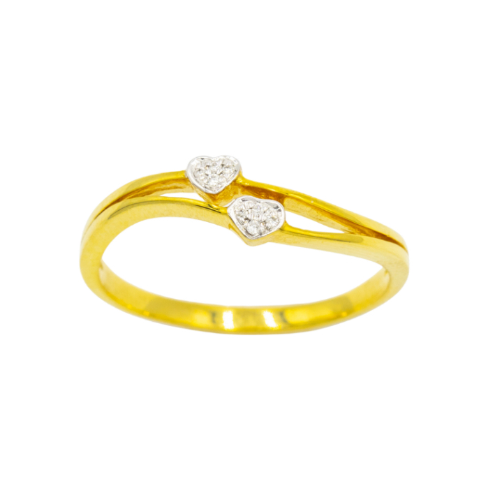 Happy Jewelry แหวนหัวใจคู่ แหวนเพรชแท้ ทองเแท้ 37.5% (9K) ME787