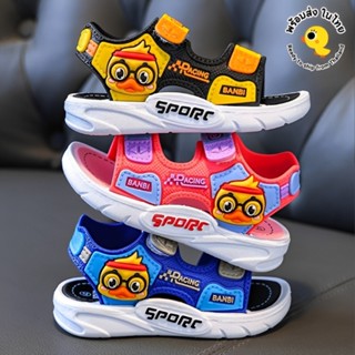 รองเท้ารัดส้นเด็กแบบสายรัดตีนตุ๊กแก วัสดุยางนิ่ม พื้นมีกันลื…