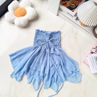 เสื้อเกาะอกรูดหน้าชีฟอง ( อก32-48 ) 🎀 ทรงแมงกระพรุน
