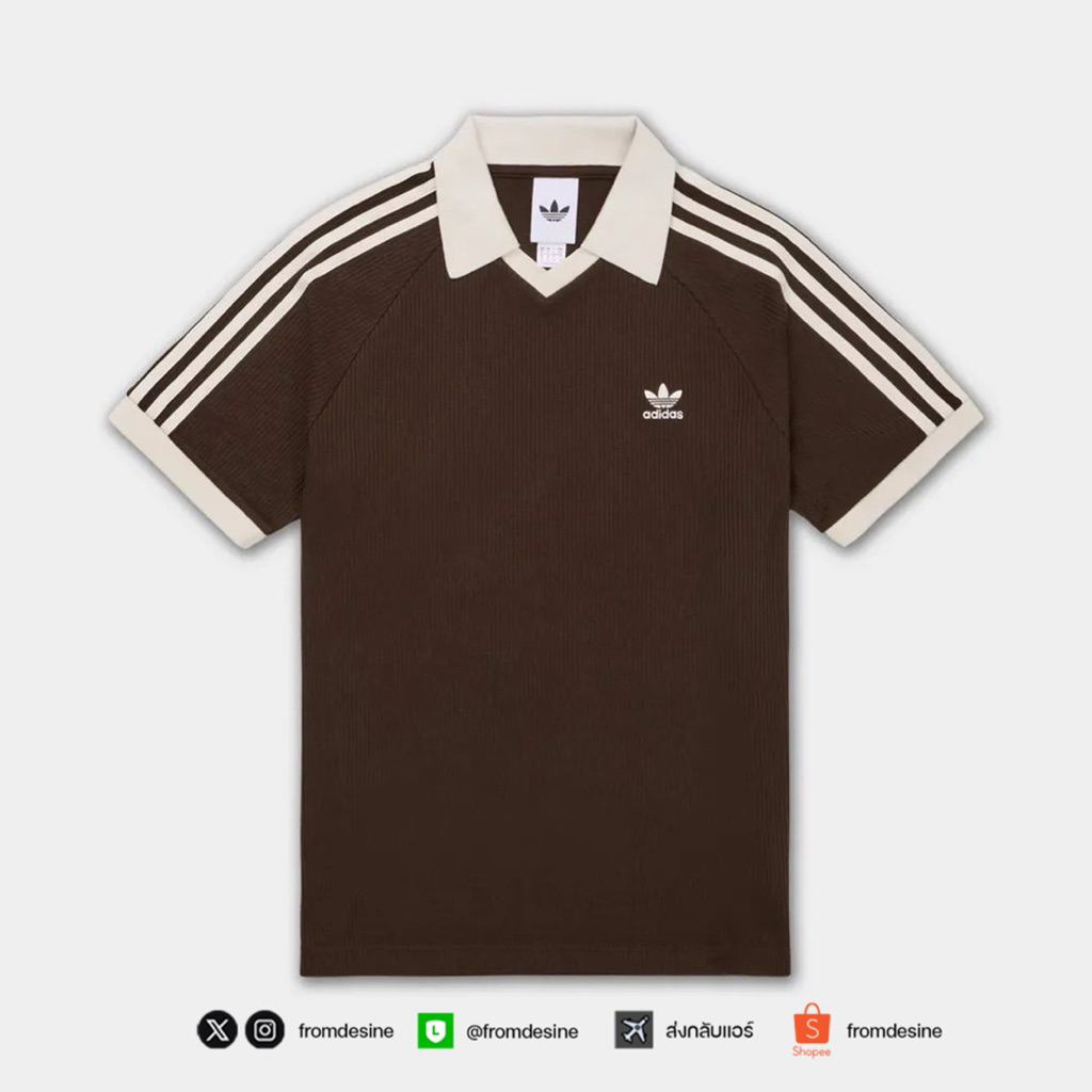 [ PRE-ORDER ] ADIDAS WAFFLE SHORT SLEEVE POLO SHIRT - DARK BROWN
