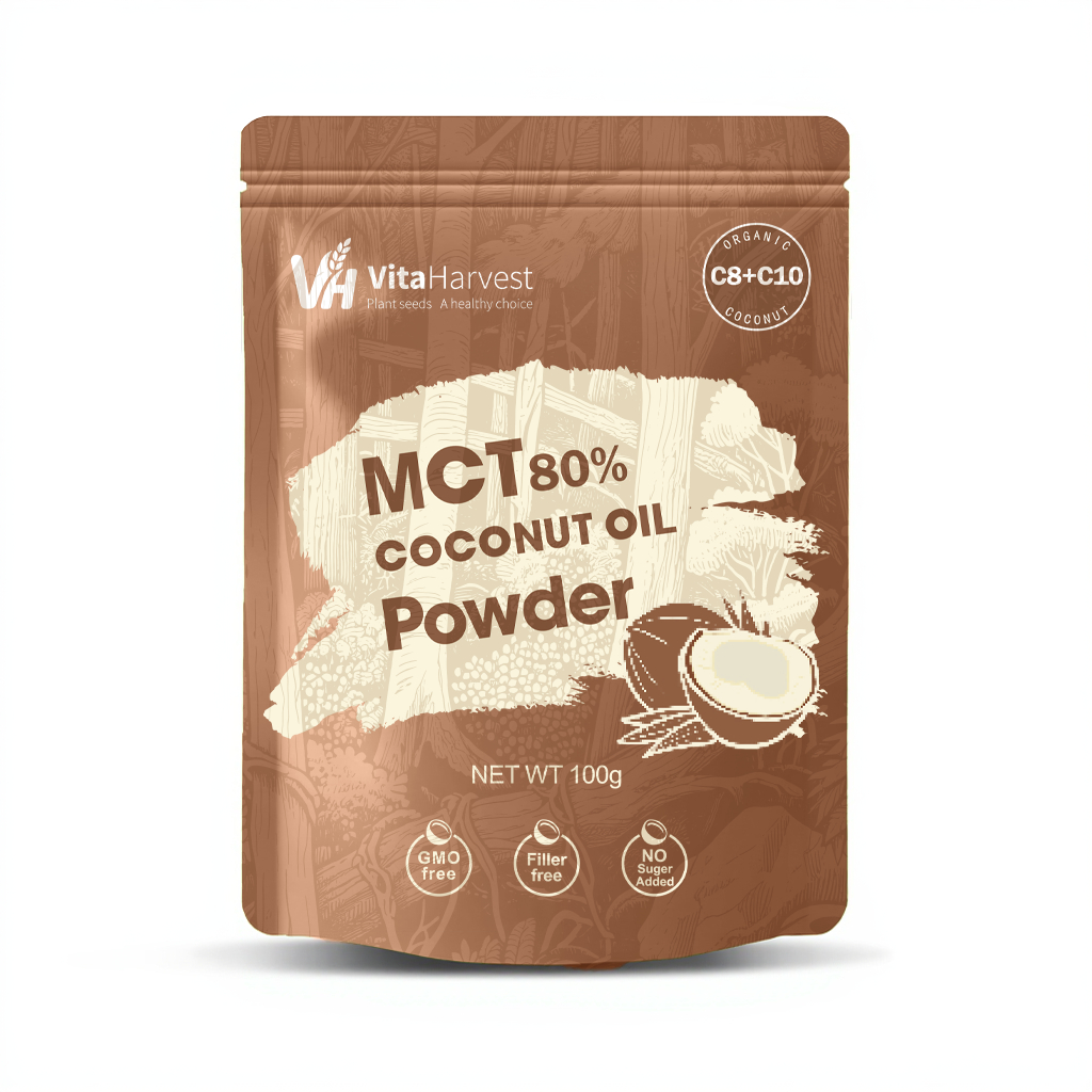 น้ำมันมะพร้าวผง C8+C10 80% MCT Oil Powder 100g บริสุทธิ์จากธรรมชาติ ไม่มีสารเติมแต่ง