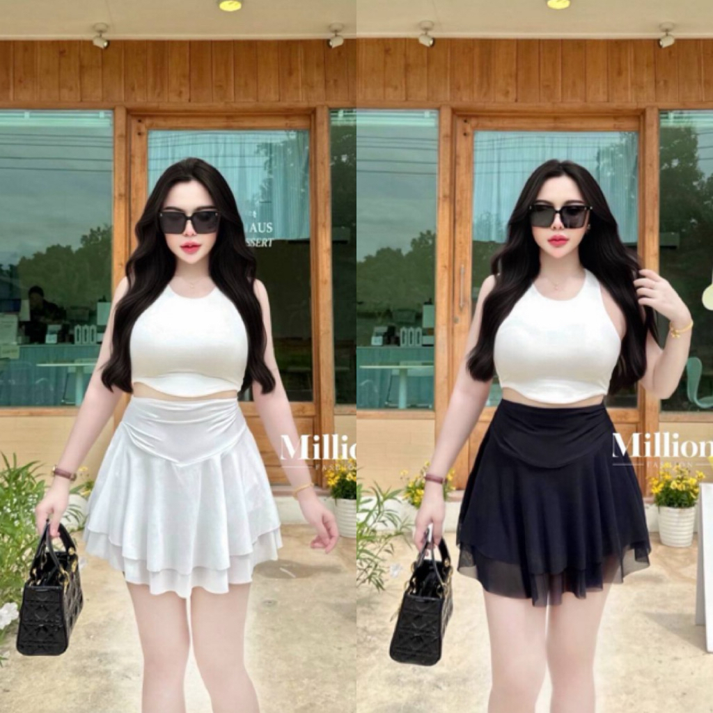 💕ShopBypuy💕กระโปรงสวิงซีทรูมีซับใน🔥แมทกับเสื้อตัวไหนก็จึ้ง🔥