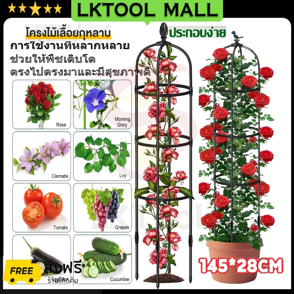 1 แถม 1💥145cm*28cm ซุ้มกุหลาบ ซุ้มกุหลาบเลื้อย โครงกุหลาบเลื้อย ซุ้มไม้เลื้อย เหล็กแข็งแรง ท่อเหล็กเคลือบ PE กันสนิม