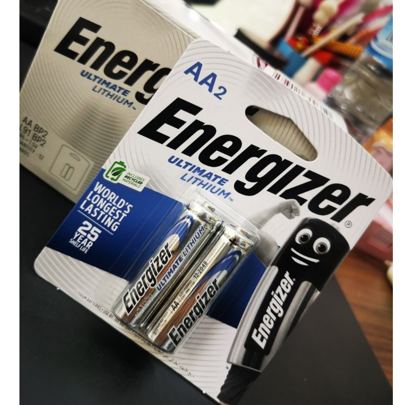 แท้ 100% Energizer Ultimate Lithium Battery AA / AAA ( Pack2) ถ่านลิเธี่ยม AA (แพ็ค 2 ก้อน) Energize
