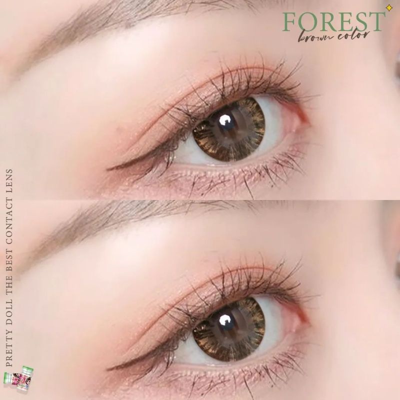 (COD)คอนแทคเลนส์ Contactlens ธรรมชาติForestสายตา+ปกติ Prettydoll 0.00 ถึง-6.00 เลนส์ใส่สบายตาแถมตลับ