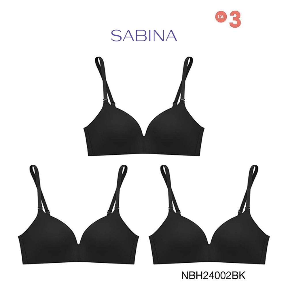 Sabina ซาบีน่า เสื้อชั้นใน (Set 3 ชิ้น)[Online Exclusive] Soft Doomm Level 3 ไร้โครง รหัส NBH24002BK - สีดำ