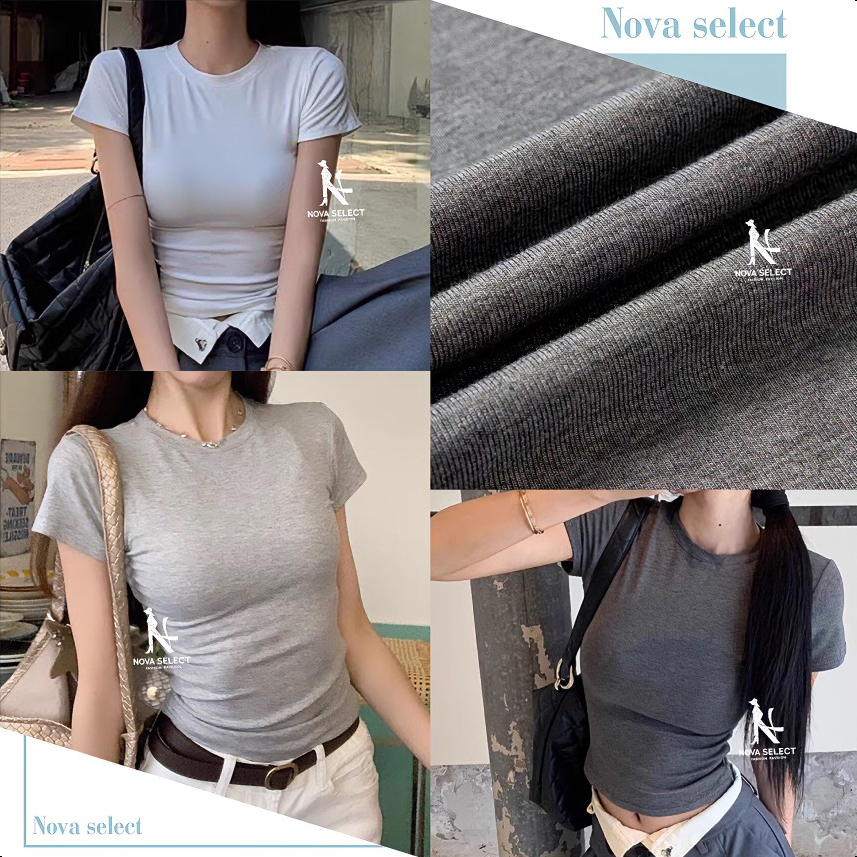 พร้อมส่ง เสื้อยืด คอกลม แขนสั้น สไตล์ลำลอง ทรงสวย เข้ารูป ผ้าเรยอน นุ่มๆ ยืดเยอะมาก ผ้าไม่หนาใส่สบายสุด