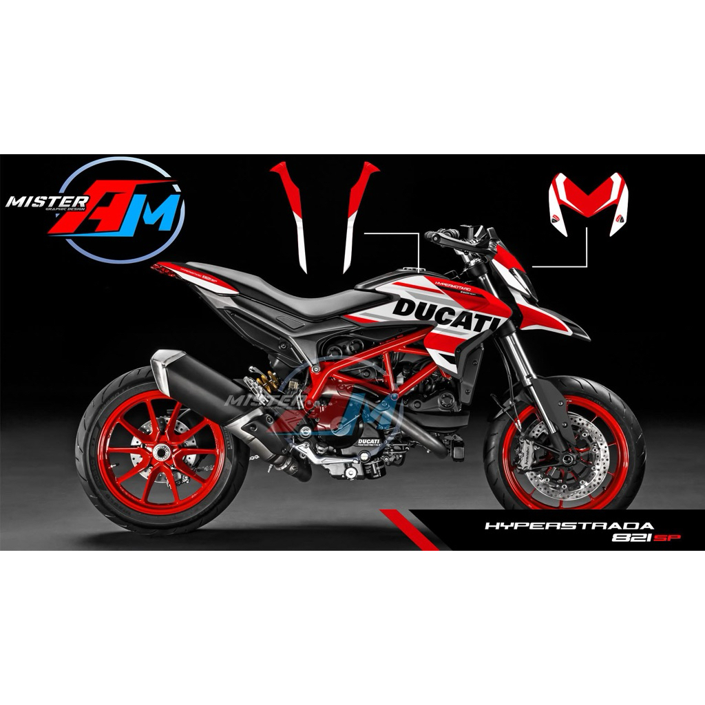 (Mr.AM) ชุดสติ๊กเกอร์ [เกรด Premium] Ducati Hypermotard 821/939/950 (DUCATI R-W)