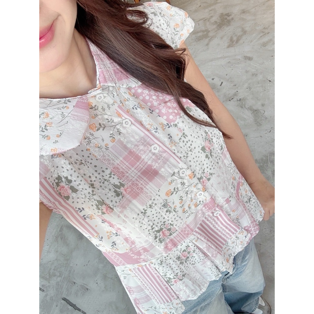 Theyourlooks | Roses Vintage เสื้อคอบัวลายดอกไม้ (พร้อมส่ง)