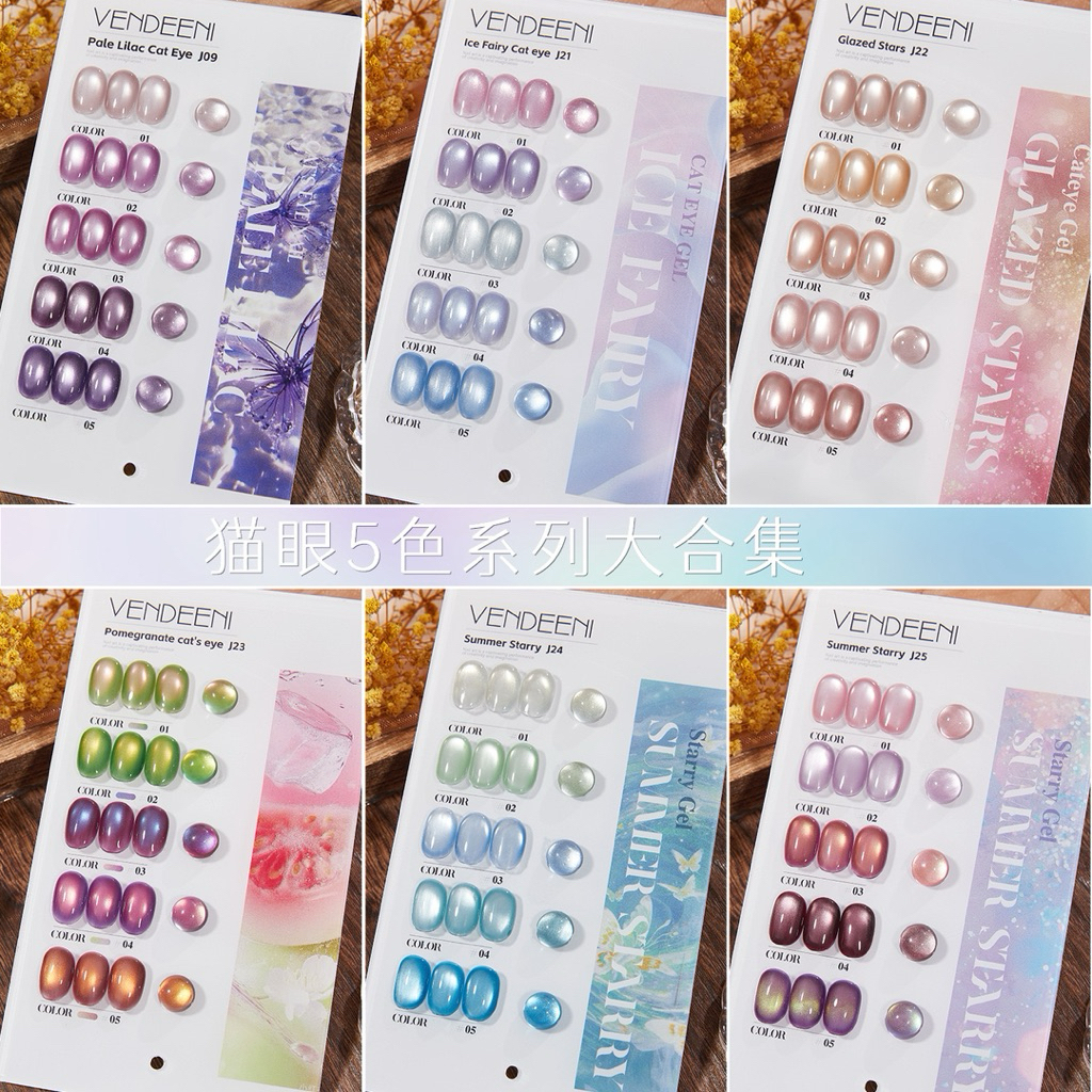 เซตสี VENDEENI Cat Eye เซต 5 สี แถมชาร์ตสีสำเร็จและอุปกรณ์ขาตั้ง สินค้าพร้อมส่ง
