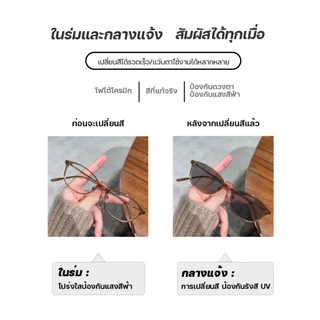 แว่นตาสายตาสั้น แว่นสายตายาว เลนส์ออโต้ UV400 เปลี่ยนสีโดยอัตโนมัติ แว่นตากรองแสง ภายใต้ดวงอาทิตย์ สไตล์วงรีย้อนยุค