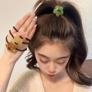 ยางรัดผม สายยางตกแต่งดอกไม้ เครื่องประดับผมที่เรียบง่าย เครื่องประดับผมเรียบง่ายสไตล์ญี่ปุ่นและเกาหลี