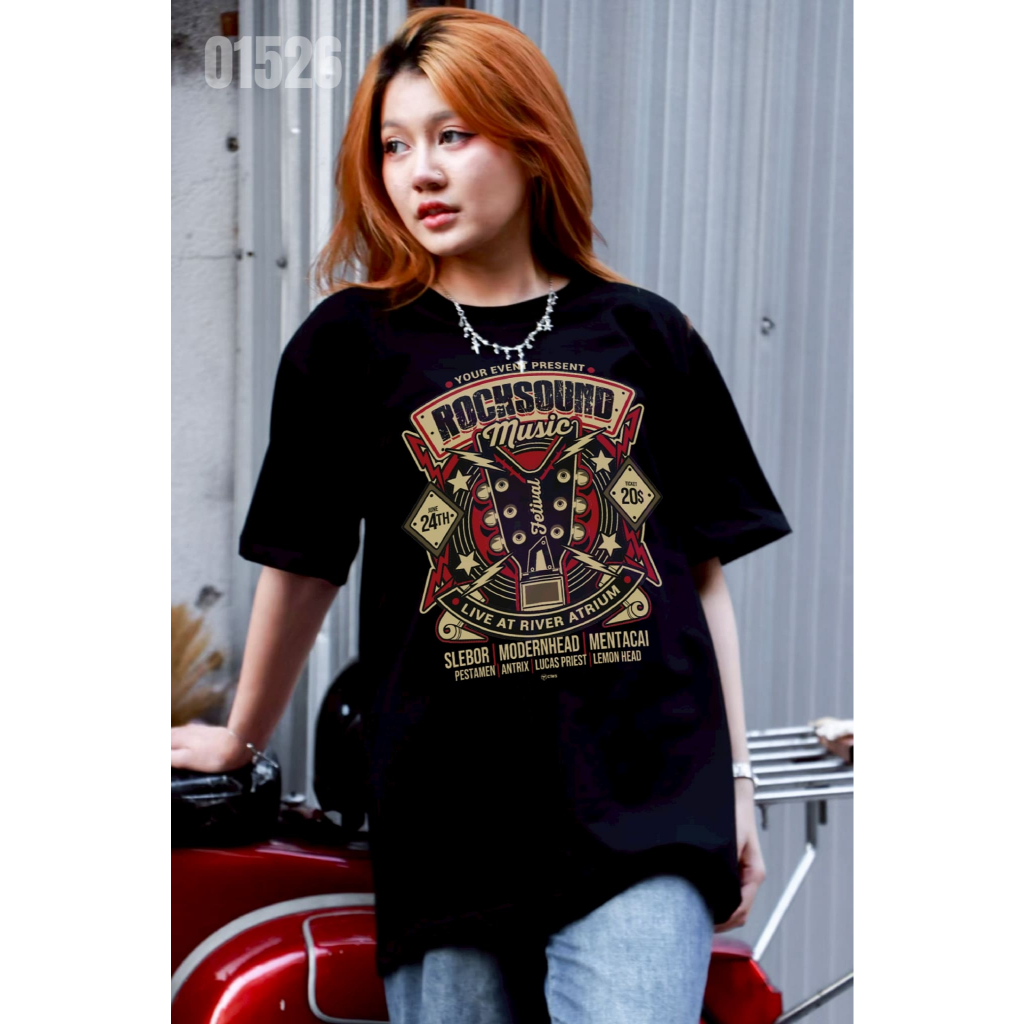 เสื้อยืดสกรีนลาย " ROCK SOUND " เสื้อยืดผ้า COTTON 100% เสื้อยืดคอตตอน 100% เสื้อยืดผ้าฝ้าย 100%
